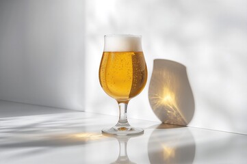 Freshly poured lager in a clear glass