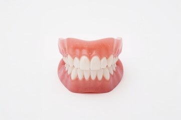 Dentures positioned on a white surface