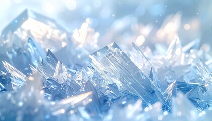 Abstract crystalline ice texture with sharp geometric facets and cool blue tones