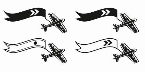 Vintage Airplane Flying with Decorative Banners
