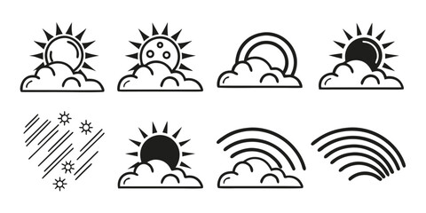 Weather Icons Collection: Sun, Clouds, Rainbow, Snow