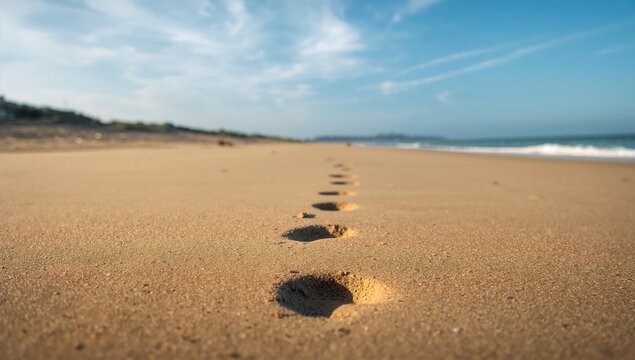 Soft sand scattered with footprints along the shore