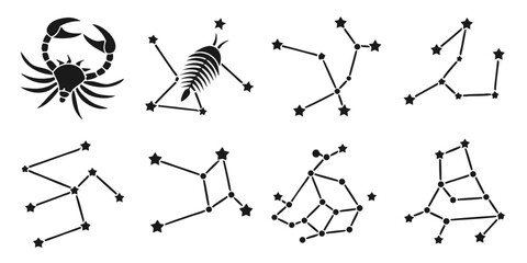 Zodiac Constellations and Scorpion Symbol Collection