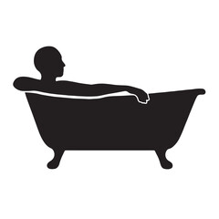 Vector art of silhouette of a person relaxing in a bathtub