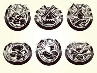 Bread labels and icon set. Collection icons bread. Vector