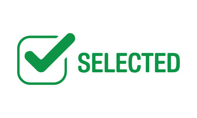 Green checkmark icon indicating selection on a white background.