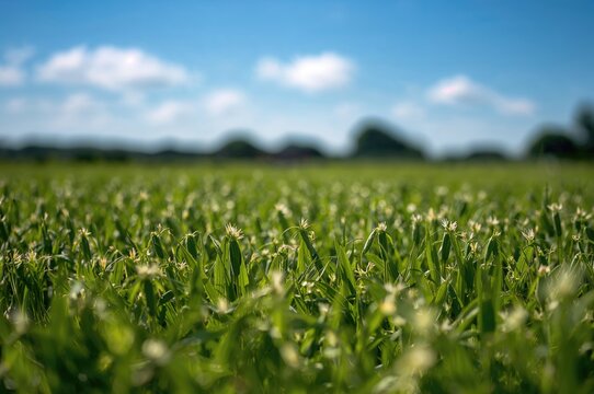 Green lentil sprout field