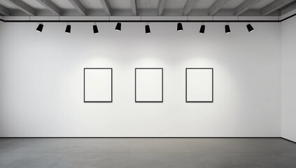 Modern white gallery with banner