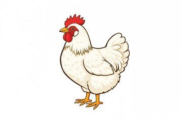 Fototapeta premium Illustration of a chicken in cartoon design on a plain white backdrop