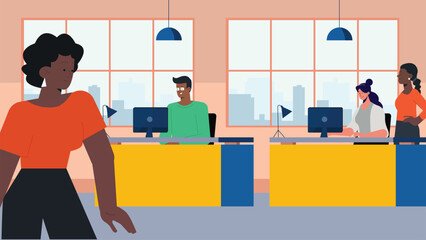 Diverse Team Collaborating in Modern Office Workspace
