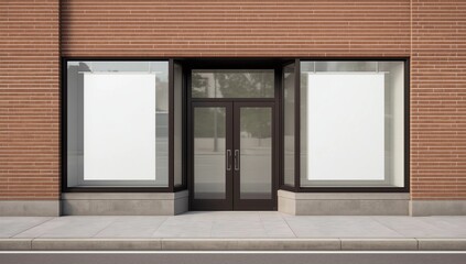 Fototapeta premium Modern storefront with empty banner