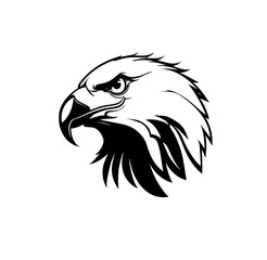 Minimalist Eagle Head Logo Design. Vector artwork of a minimalist eagle head logo in black design. Modern, fierce, and powerful illustration suitable for branding, mascot, tattoo, or graph