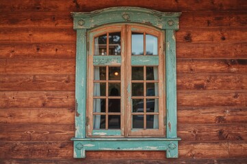 Obraz premium Colorful window seen from the front on a wall