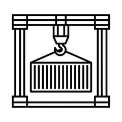 Gantry crane lifting a shipping container icon