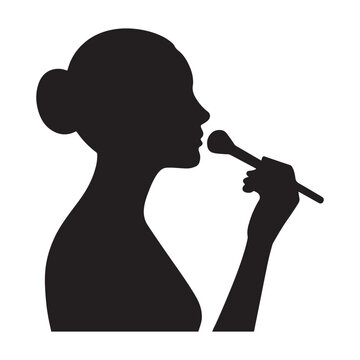 silhouette woman applying makeup with brush clip art preview