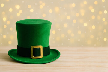 Green Top Hat with Gold Buckle - Festive St. Patrick's Day Accessory