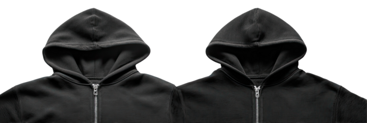Two black hoodies with zip fronts
