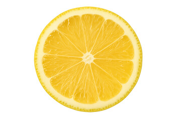 Juicy lemon slice showing refreshing pulp and rind on transparent background