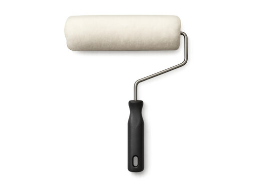 Paint roller brush with transparent background for easy isolation