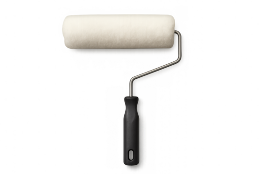 Paint roller brush with transparent background for easy isolation