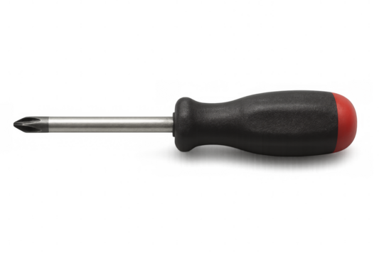 Phillips head screwdriver with black and red handle on transparent background - Powered by Adobe