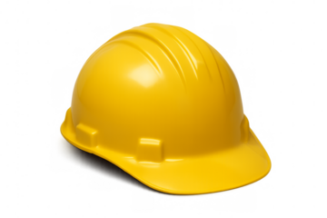 Yellow hard hat isolated on transparent background ensuring workplace safety