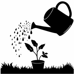 A hand with a watering can tends to a small sprouting plant in a cup, symbolizing the careful nurture of new life and growth