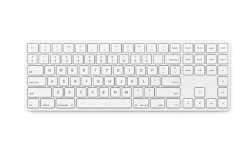 Modern wireless keyboard with transparent background for easy integration