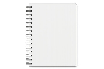 Blank spiral notebook mockup on transparent background