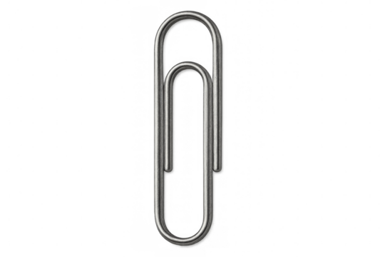 Metallic paperclip on transparent background: ready for your design