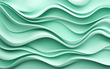 Abstract Mint Green Wave Pattern Background Design
