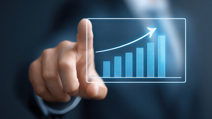 Businessman targets success with glowing goals in 2026 using futuristic screen in a corporate environment