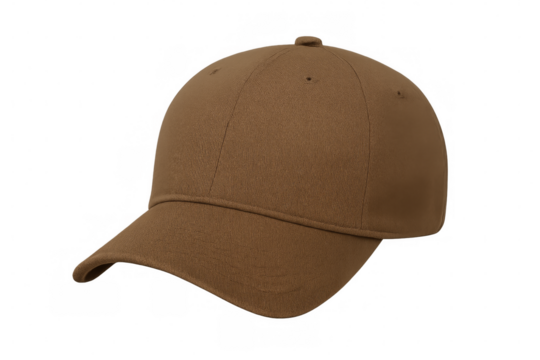 Brown baseball cap on transparent background, perfect for mockups