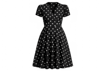 Black polka dot dress isolated on transparent background