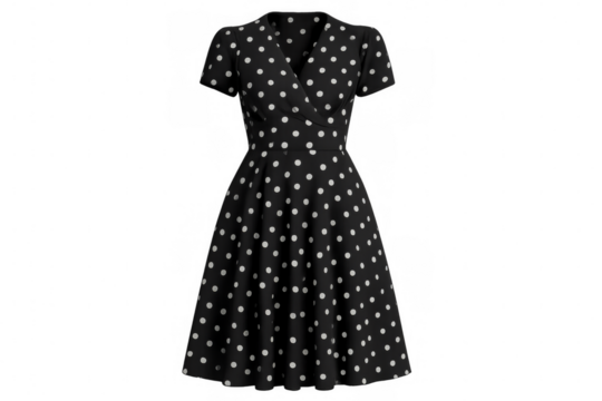 Black polka dot dress isolated on transparent background - Powered by Adobe