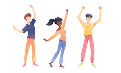 Joyful and Vibrant Young People Dancing and Celebrating Together in a Lively Atmosphere