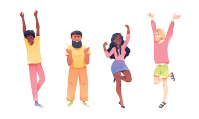 A Diverse Group of Friends Joyfully Celebrating Together with Vibrant Expressions of Happiness