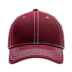 Burgundy baseball cap with white stitching