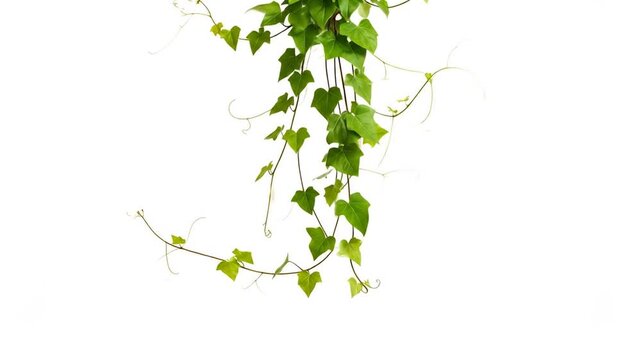 Lush ivy vine against a white background