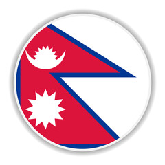 Nepal round flag icon on white background