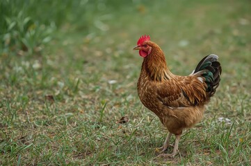 Fototapeta premium Chickens gathered on the soil.