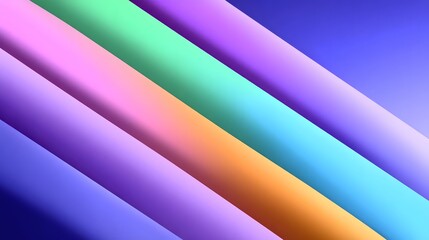 Vivid and dynamic abstract background with diagonal stripes and geometric shapes in a vibrant gradient of pink, purple, blue, green, and orange hues.