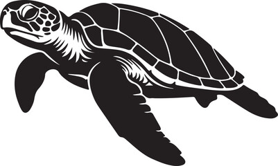 Sea Turtle Silhouette Black and White Marine Life Clip Art