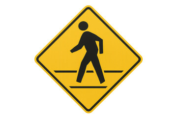 Pedestrian crossing sign with transparent background representing road safety awareness