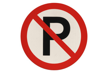 No parking sign on transparent background prohibiting vehicles from stopping