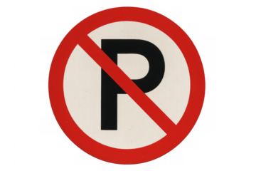 No parking sign on transparent background prohibiting vehicles from stopping