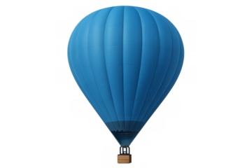 Blue hot air balloon floating with transparent background