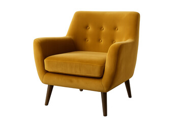 Fototapeta premium Modern yellow armchair with transparent background enhancing versatility