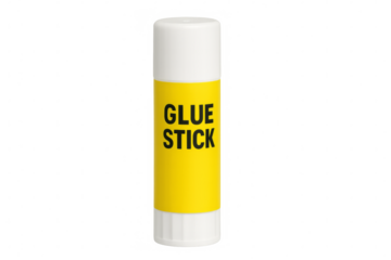 Yellow glue stick on transparent background ready for crafting