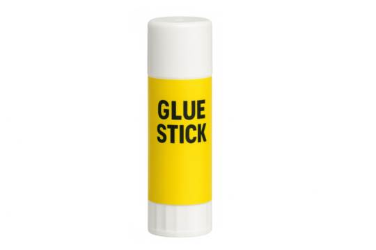 Yellow glue stick on transparent background ready for crafting